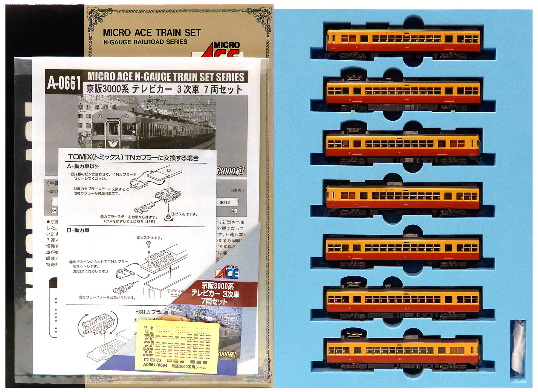 公式]鉄道模型(A0661京阪 3000系 テレビカー 3次車 7両セット)商品詳細