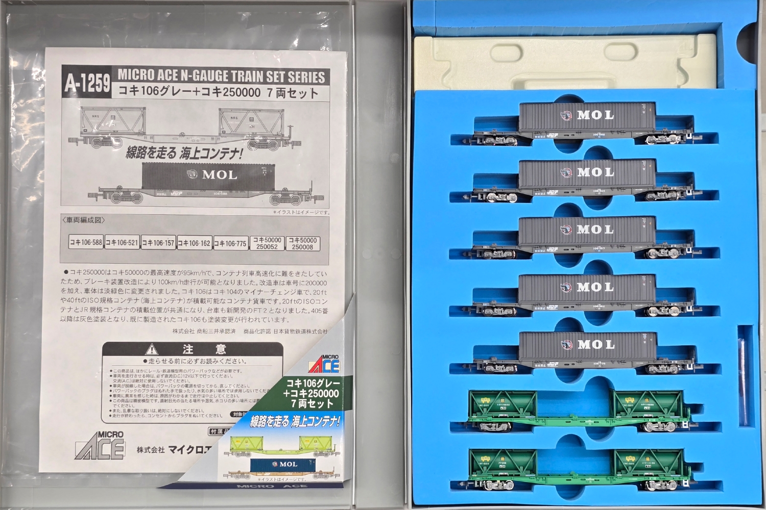 公式]鉄道模型(A1259コキ106グレー+コキ250000 7両セット)商品詳細