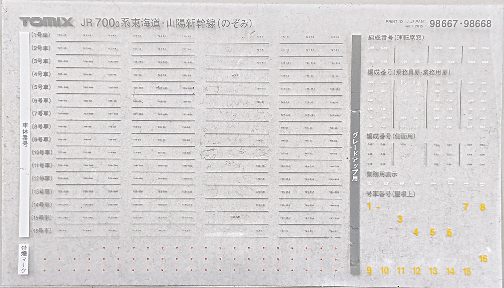 公式]鉄道模型(98667+98668JR 700-0系 東海道・山陽新幹線(のぞみ