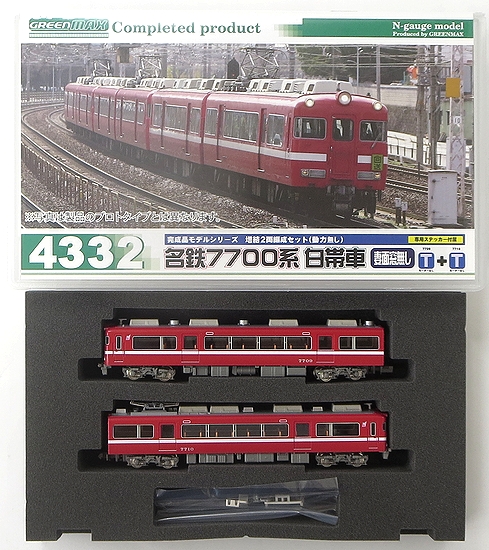 グリーンマックス 4332 名鉄7700系 白帯車(妻面窓無し) 増結2両セット